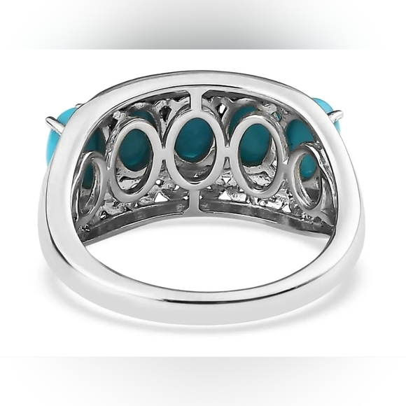 Sleeping Beauty Turquoise Ring in Vermeil YG and Platinum Over Sterling Silver - Picture 8 of 9